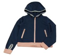 Tmavomodro-růžová propínací thermo mikina s kapucí Vertbaudet