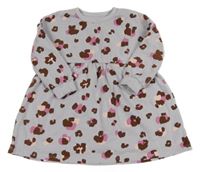 Lila-hnědo-růžové teplákové šaty s leopardím vzorem George