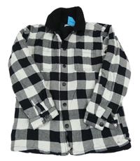 Čierno-biela kockovaná zateplená košeľová bunda Primark