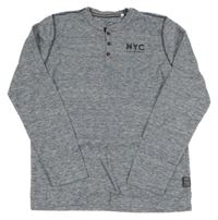 Šedo-modré melírované mikinotriko s nápisem C&A