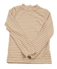 Bílo-růžové žebrované pruhované třpytivé triko F&F