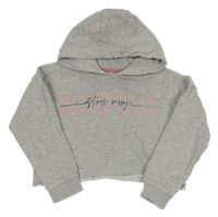 Svetlosivá crop mikina s nápisom a kapucňou Matalan