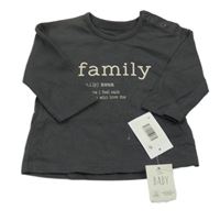 Nové - Antracitové triko s nápisem  