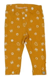 Medovo-biele bodkovaná é legíny so zvieratkami Liegelind