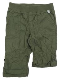 Khaki plátěné kalhoty s úpletovým pasem Liegelind