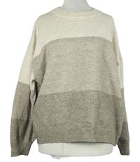 Dámský béžový pruhovaný svetr H&M
