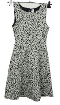 Dámské černo-bílé květované šaty H&M