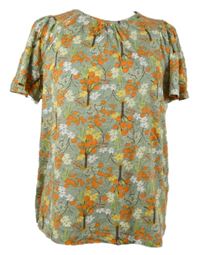Dámské světlemodro-oranžové květované tričko Next 