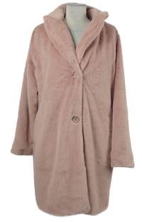 Dámsky ružový kožušinový kabát