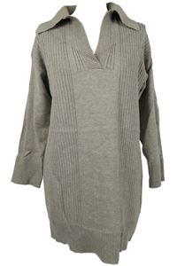 Dámske béžové svetrové šaty s golierikom River Island