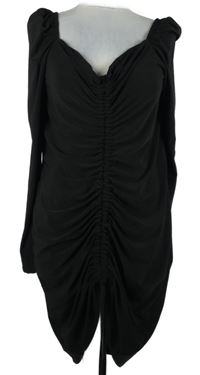 Dámská černá šatová tunika se stahováním PrettyLittle Thing