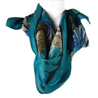 Dámský tyrkysovo-hnědý šátek s tygry 