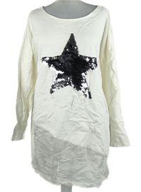 Dámská smetanová mikinová tunika s hvězdou z flitrů 