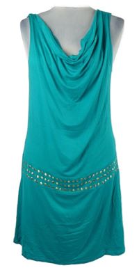 Dámske tyrkysové šaty s vodou a cvokmi  Esmara