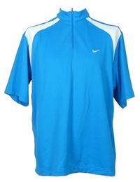 Pánske tyrkysovo-biele golfové funkčné tričko Nike