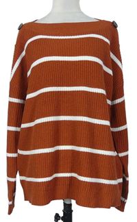 Dámsky tehlový pruhovaný sveter zn. Pep&Co
