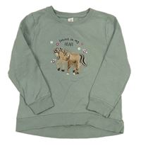 Khaki puntíkatá mikina s koníky Topolino