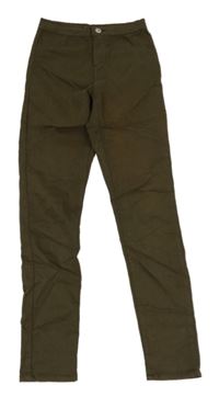 Khaki plátěné skinny kalhoty 