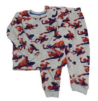 Sivo-biele plyšové pyžama so Spidermany M&S