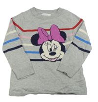 Sivý sveter s prúžkami a Minnie GAP