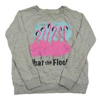 Svetlosivá mikina s plameňáky