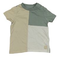 Béžovo-kaki-biele tričko F&F