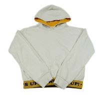 Bielo-žltá crop mikina s nápisom a kapucňou C&A