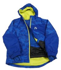 Modrá vzorovaná šusťáková lyžařská bunda s kapucí Crivit