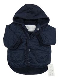 Nové - Tmavomodrá šusťáková prošívaná zateplená bunda s kapucí George