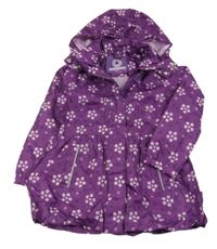 Fialová puntíkatá šusťáková jarní bunda s kapucí TCM