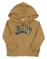 Béžová propínací mikina s logem a kapucí GAP