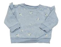 Svetlomodrá melírovaná kvetinová mikina F&F