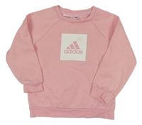 Svetloružová -biela mikina s logom Adidas