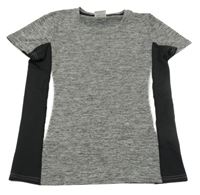 Šedo-černé melírované sportovní tričko s nápisem Yigga