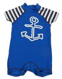 Modro-bílý pruhovaný UV overal Lupilu