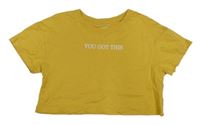 Žlté crop tričko s nápisom Primark
