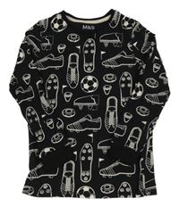 Čierne pyžamové tričko s obrázkami M&S