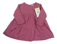 Nové - Tmavoružové žabrované šaty Matalan