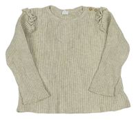 Béžový rebrovaný sveter s volánikmi zn. H&M