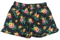Čierne kvetované šušťákové kraťasy H&M