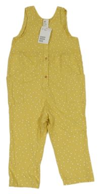 Nové - Okrový kalhotový overal se srdíčky H&M
