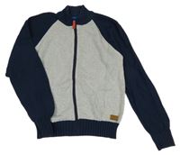 Tmavomodro-šedý propínací svetr Esprit