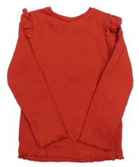 Červené žebrované triko s volánky F&F