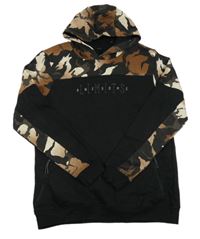 Černo-army mikina s nápisem a kapucí George 