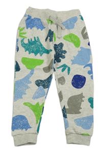 Svetlosivé melírované tepláky s dinosaurami St. Bernard