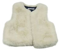Smotanová kožušinová podšitá vesta