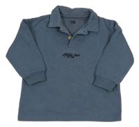 Modrošedá mikina s nápisom a golierikom F&F