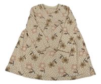 Béžové bodkovaná é bavlnené šaty s kvietkami Mothercare