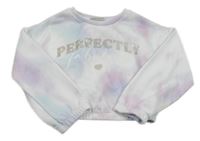 Lila-modrá batikovaná crop mikina s nápisom Matalan