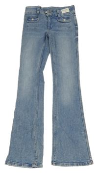 Nové - světlemodré bootcut leg waist teplákové rifle H&M